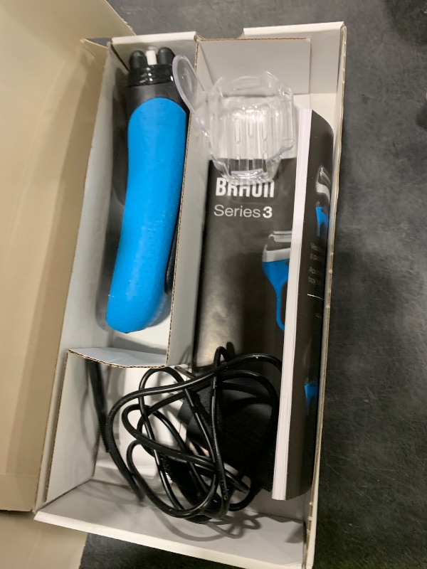 Photo 1 of Braun Electric Series 3 Razor with Precision Trimmer, Rechargeable, Wet & Dry Foil Shaver for Men, Blue/Black, 4 Piece