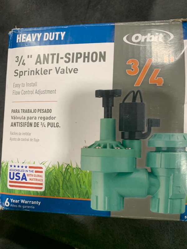 Photo 1 of 1-Pack Orbit 57623 3/4" FPT 100 Series Anti-Siphon Automatic Sprinkler Valve with Flow Control