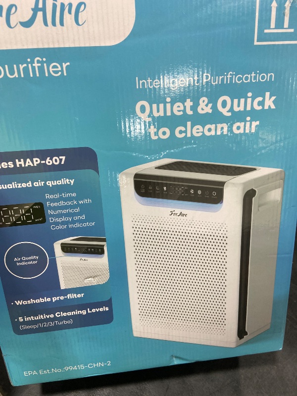 Photo 1 of Air Purifiers for Home Large Room, Cover Up to 2600 Ft² with Washable Filters, Powerful Turbo Mode, PM2.5 Air Quality Display, 22dB Sleep Mode, Air Cleaner for Pets Hair, Smoke, HAP607, White