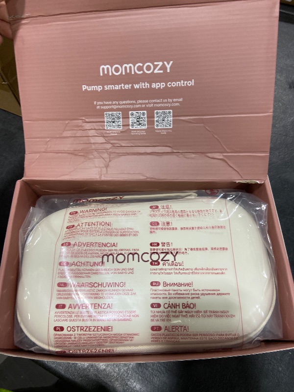 Photo 1 of Momcozy M5 Smart APP Controlled Wearable Breast Pump, Hands-Free Wireless Electric Pump, 3 Modes 9 Suction Levels, BPA-Free, Portable Lightweight, 24mm Flange, 2-Pack Quill Gray