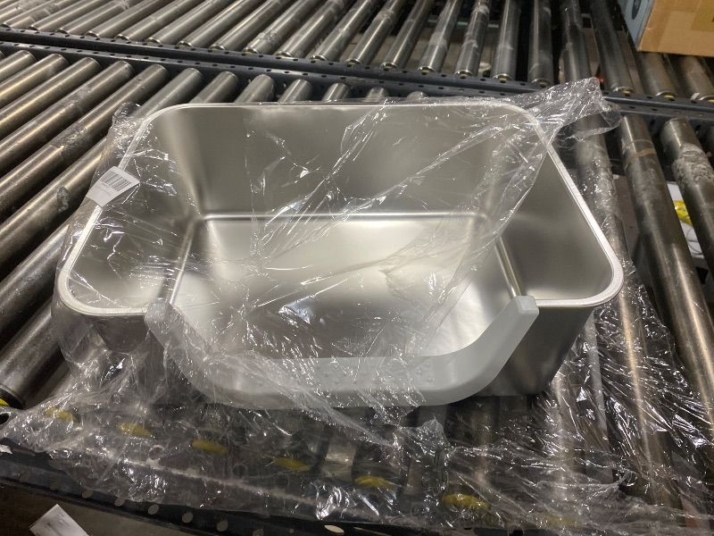 Photo 1 of Tondid Stainless Steel Cat Litter Box, Steel Litter Pan with Curved Low Entry, Leak Proof 6 Inch High Side for Urine, Easy Entry for Kittens Older Cats, No Slip, 17.7" x 13.8" x 6", Silver