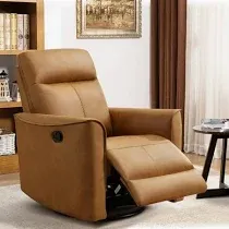 Photo 1 of Bonzy Home Leather Swivel Recliner, 360 Degree Swivel Chair for Living Room, Bedroom and Office,Brown