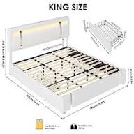 Photo 1 of KING UPHOLSTERED BED FRAME CREME WITH USB 