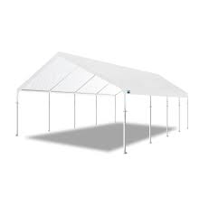 Photo 1 of King Canopy Hercules 18-Feet by 27-Feet, 2-Inch Hammertone Steel Frame w/Buttons, 10-Leg, Carport, White