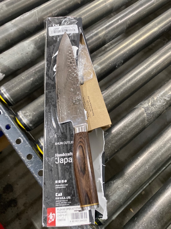 Photo 1 of Shun Premier 8" Chef's Knife, Handcrafted Japanese Kitchen Knife for Professional and Home Chefs, VG-MAX Core with Damascus Stainless Steel Cladding, Pakkawood Handle