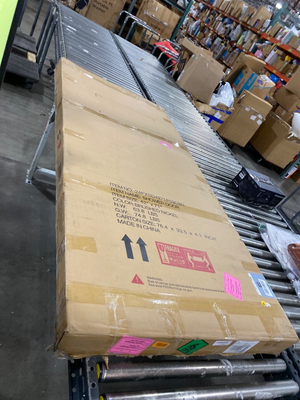 Photo 1 of GroGro 38-42" W x 71" H Semi-Frameless Pivot Swing Glass Shower Door,with 1/4"(6mm) Clear SGCC Tempered Glass,Brushed Nickel Finish,Reversible Installation