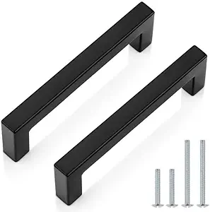Photo 1 of Probrico Cabinet Handles Stainless Steel Kitchen Drawer Pulls Square Bar Cabinet Hardware for Kitchen Bathroom Cupboard Dresser Black 50 Pack 4 Inch (102mm) Hole Center