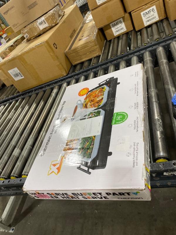 Photo 1 of Chefman Electric Warming Tray with Adjustable Temperature Control, Perfect For Buffets, Restaurants, Parties, Events, and Home Dinners, Large 21” x 16” Glass-Top Surface Keeps Food Hot – Black