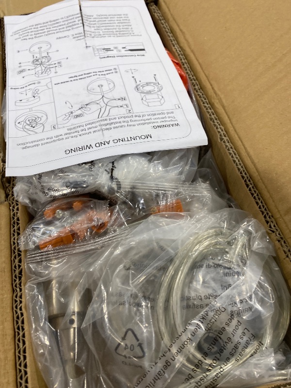 Photo 1 of AKEZON 3-Light Pendant Light, Indoor Glass Hanging Light Fixture, Adjustable Height, Brushed Nickel Finish for Kitchen Dining Room