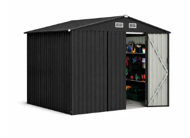 Photo 1 of Garvee Heavy Duty 8x10 FT Metal Outdoor Storage Outdoor Storage - Lockable Doors, Air Vent & Solar Light - Spacious Tool Utility Outdoor Storage with Installation Gloves for Backyard,