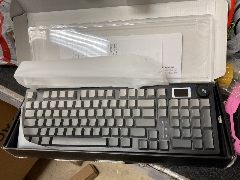 Photo 4 of AULA S98 Pro Wireless Mechanical Keyboard with Screen & Knob,2.4GHz/USB-C/BT5.0 Hot Swappable Creamy Keyboard,Pre-lubed Linear Switches,Side Printed PBT Keycaps,RGB Backlit Gaming Keyboards