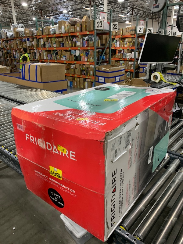 Photo 1 of Frigidaire Retro Compact Refrigerator with Chiller, 3.2 cu ft Countertop Fridge, Built-In Bottle Opener, Rounded Corners, Premium, for Office, Bedroom, Dorm Room, Cabin, 18.5D x 20W x 31.5H (Mint)