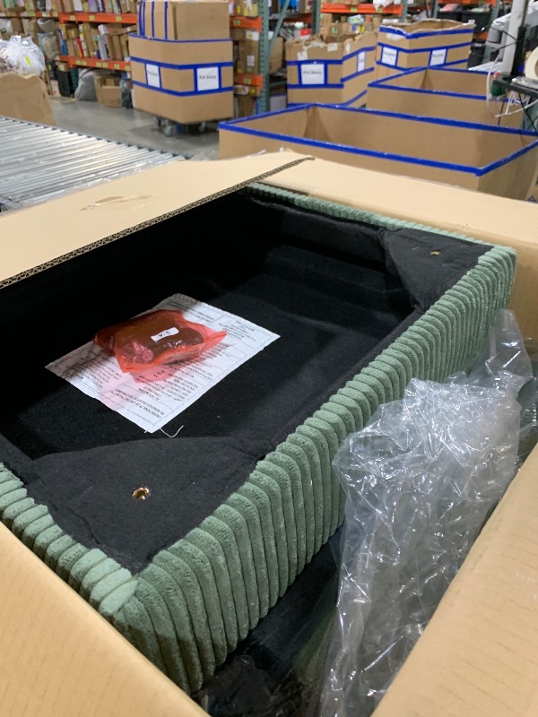 Photo 1 of Homall 3 Seat Couch L Shape Sofa with Side Storage Pockage, Sectional Couches with Reversible Ottoma, Upholstered Sofa for Living Room and Small Spaces (Corduroy, Green)