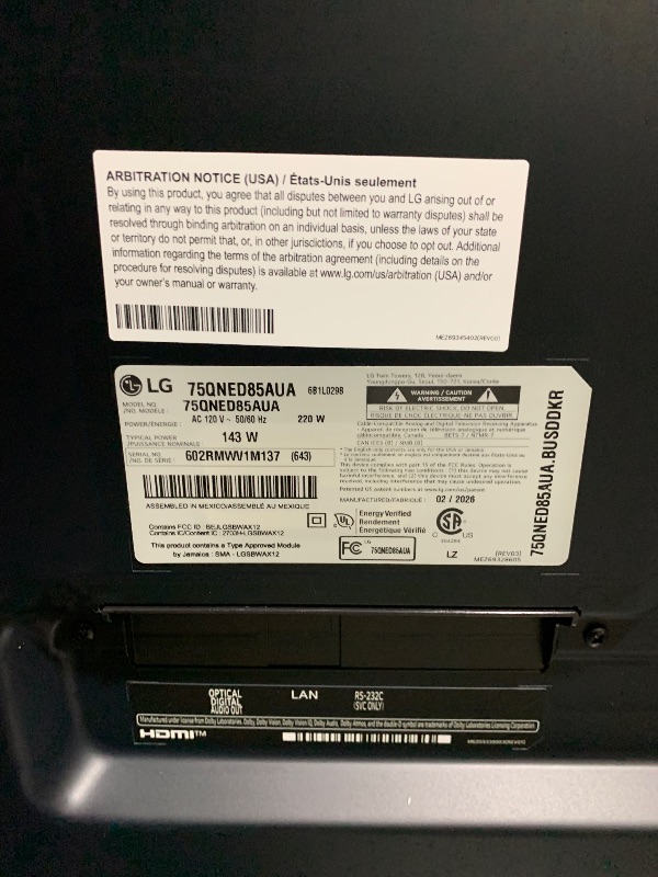 Photo 1 of LG 75-Inch Class QNED evo AI QNED85A Series Mini LED 4K Smart TV w/AI Picture, AI Sound, HDR10, AI Super Upscaling 4K, Filmmaker Mode, Wow Orchestra, Alexa Built-in (75QNED85AUA, 2025)