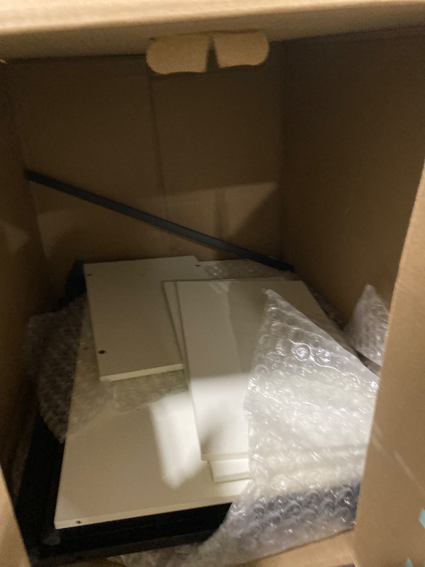 Photo 1 of SINPAID 40 Inch Small Computer Desk with Shelves for Small Spaces, Easy Assembly Study Desk, Sturdy Writing Desk for Bedroom & Home Office, Cream White