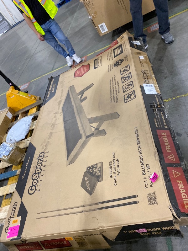 Photo 1 of GoSports 7 ft Pool Table with Wood Finish - Modern Billiards Table with 2 Cue Sticks, Balls, Rack, Felt Brush and Chalk - Choose Your Style