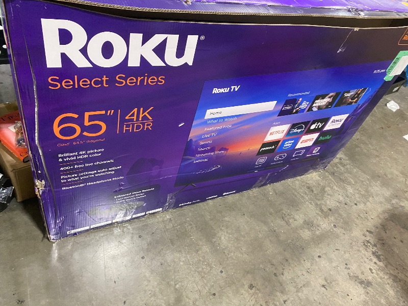 Photo 1 of Roku Smart TV – 65-Inch Select Series, 4K HDR TV – RokuTV with Enhanced Voice Remote – Flat Screen LED Television with Wi-Fi for Streaming Live Local News, Sports, Family Entertainment
