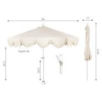 Photo 1 of JONATHAN Y 9-ft Aluminum Cream Auto-tilt Market Patio Umbrella
