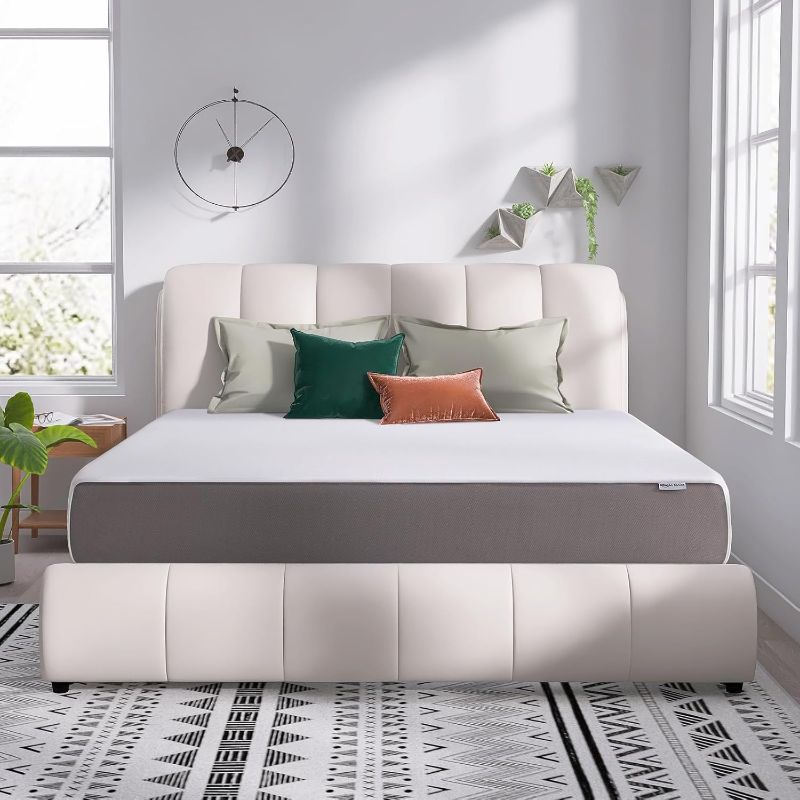 Photo 1 of Memory Foam Mattress (California King, White/Grey, 84 x 72 x 12 inches) 