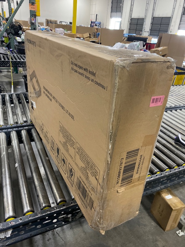 Photo 1 of Harper & Bright Designs Full Size Floor Bed with Slats and Safety Guardrail, Full Size Montessori Floor Bed with Fence and Door, Easy Assembly, Natural