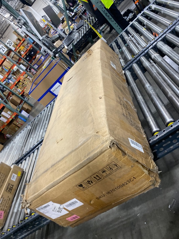 Photo 1 of AMERLIFE 47.2" Fluted Vanity Desk with Large Mirror and Adjustable LED Lights, 7 Drawers Makeup Table with Glass Top and Charging Station for Women and Girls, Bedroom or Dorm, White