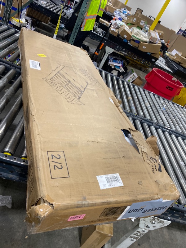 Photo 1 of BOX 2/2 ONLY--PARTIAL SET --SEE STOCK PHOTO FOR REFERENCE ---King Platform Bed Frame with High headboard, Velvet Upholstered Bed with Deep Tufted Buttons,Adjustable Colorful LED Light Decorative Headboard and Pedals Wide Wingbacks Noiseless (White)