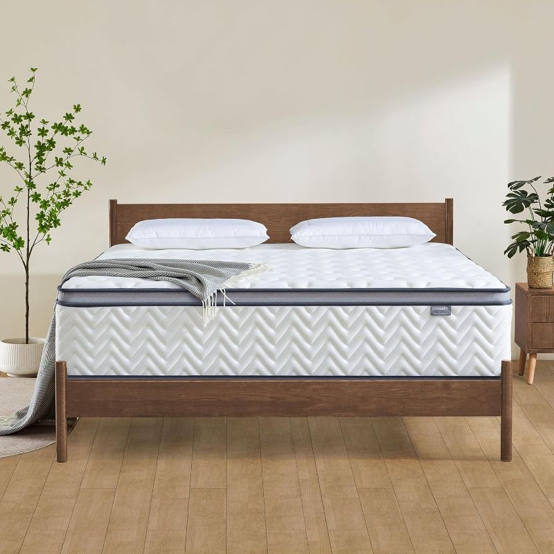 Photo 1 of Queen Size Hybrid Mattress, 14 Inch, Medium Firm, Light Brown, Memory Foam & Pocket Spring, Motion Isolation, Pressure Relief