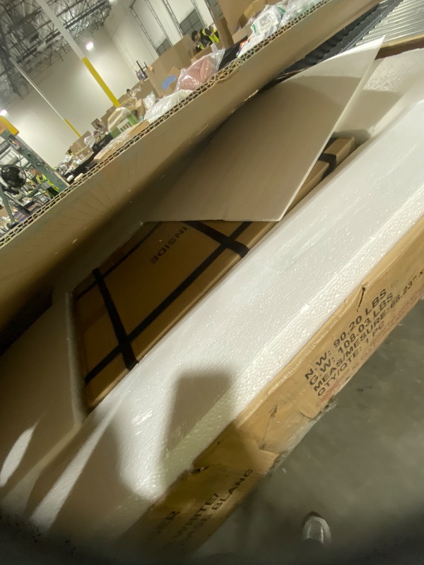 Photo 1 of White Contemporary/Modern Extending Self-storing Leaf Dining Table, Wood with Brushed Stainless Steel Metal Base