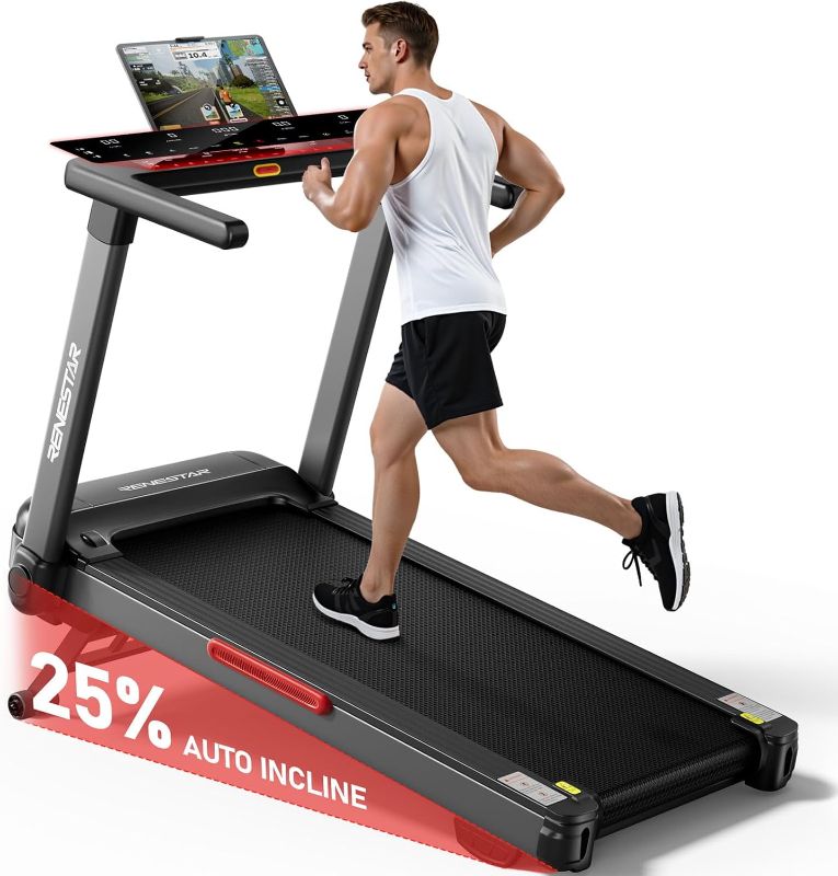 Photo 1 of Treadmill for Home with 25% Auto Incline - 8.5MPH Max Speed, Extra Large LED Touchscreen, 300LBS Capacity, Bluetooth Speaker, 3.5HP Home Office Treadmills for Running Jogging Walking