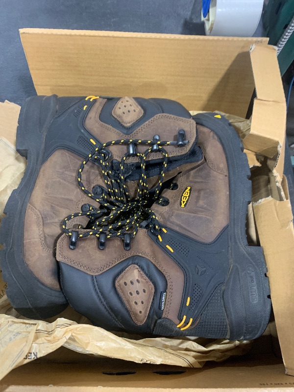 Photo 1 of KEEN Utility Men's Dover 8" Composite Toe Waterproof Work Boot, Dark Earth/Black, 7.5 Wide US