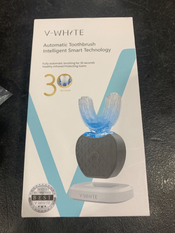 Photo 1 of V-WHITE Ultrasonic U-Shaped Toothbrush for Teeth Whitening, Electric Toothbrush For Adults - 360° Mouth Cleansing, Hands Free Gums Protection - Wireless Charging & LED Light -Waterproof IPX7 Certified