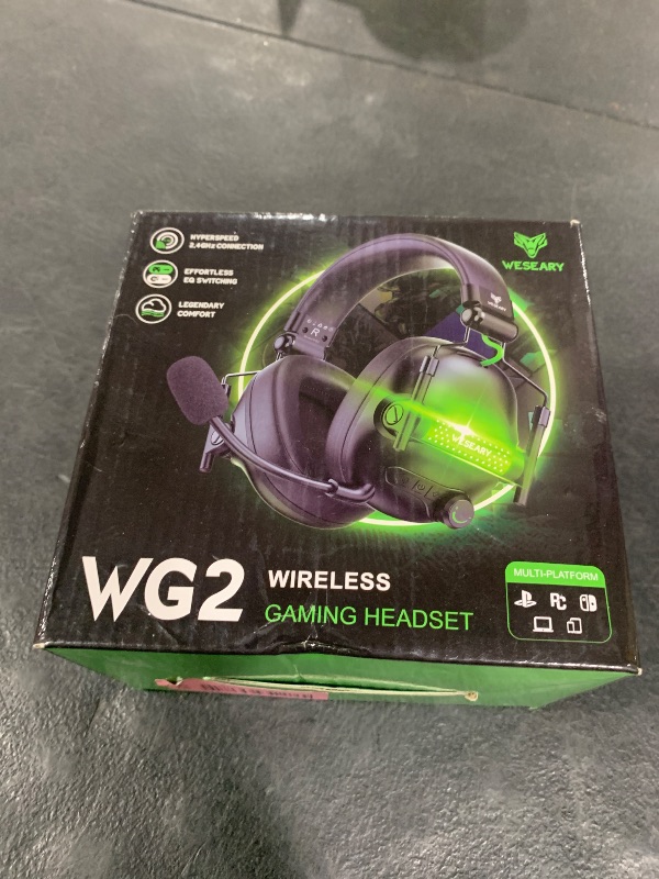 Photo 1 of WESEARY WG2 Wireless Gaming Headsets with Microphone for PS5, PS4, PC, Switch, Mac, Crystal Stereo Bluetooth Headphones, Wireless Headset 2.4GHz with Lossless Audio, 50 Hr Battery, Cool LED