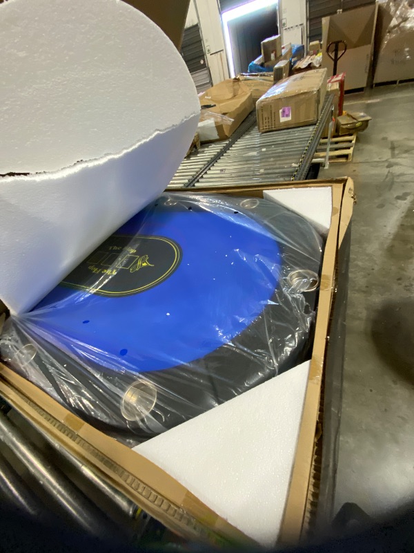 Photo 1 of Barrington Billiards 10 Player Classic Poker Table with Padded Rails and Cup Holders, Black/Blue, 84 Inches