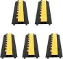 Photo 1 of VEVOR Cable Protector Ramp, 5 Packs 2 Channels Speed Bump, Rubber Modular Humps Rated 11000 LBS Load Capacity, Protective Wire Cord Ramp Driveway Rubber Traffic Speed Buines Cable Protector