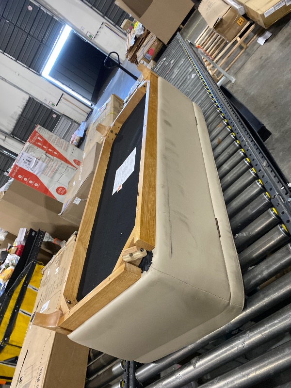 Photo 1 of Leather Storage Bench in Bone Color, Tufted Ottoman - Bed Chest