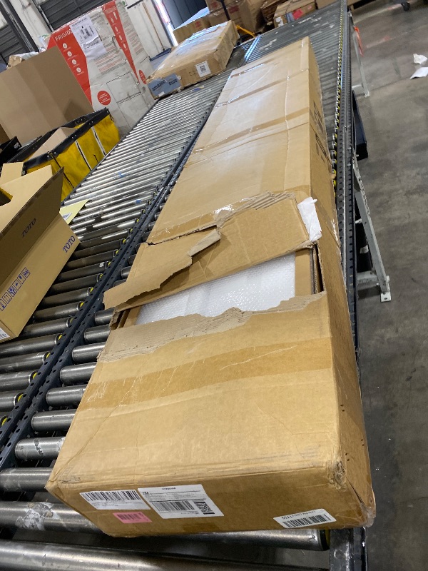 Photo 1 of ROYMELO 48x96 Inch White Sliding Barn Door Slab with 8ft Hardware Kit Included, 5-Panel, MDF Wood Panel Covered with Water-Proof Scratch-Proof PVC Surface, Simple DIY Assembly