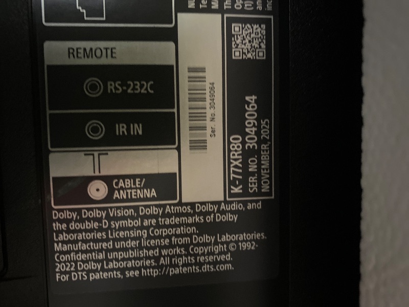 Photo 1 of Sony 77 Inch OLED 4K Ultra HD TV BRAVIA 8 Smart Google TV with Dolby Vision HDR and Exclusive Features for PlayStation® 5 (K-77XR80)