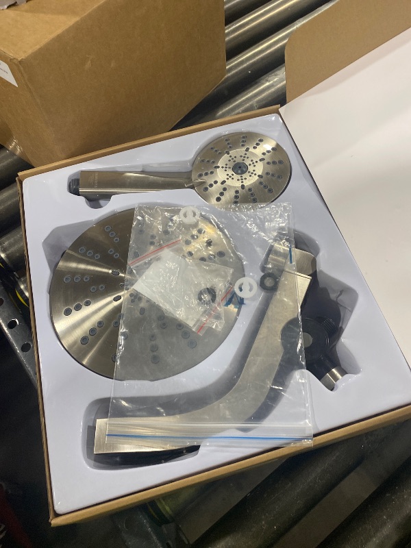 Photo 1 of High Pressure Rain Showerhead Combo, Magnetic Shower Head Set with Detachable 8-Mode Handheld Shower Spray, Adjustable Angle Dual Showerhead with Built-in Magnetic Docking, Power Jets Brushed Nickel