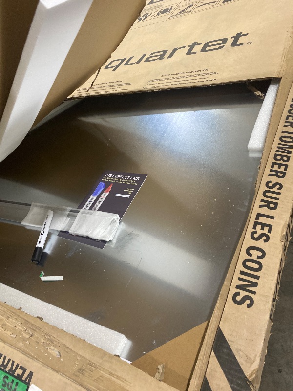 Photo 1 of Quartet Whiteboard, Glass Dry Erase Board, Magnetic, 6' x 4', Infinity Frameless Mounting, White Surface, Accessory Tray, 1 Dry Erase Marker and 2 Glass Board Magnets (G7248W)