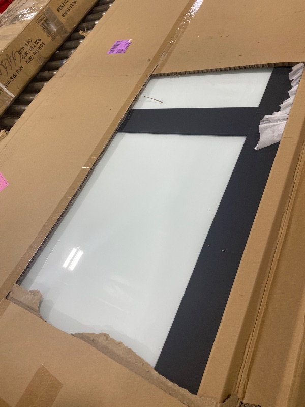 Photo 1 of BARNSMITH 60x80" Sliding Closet Door, 3-Panels Preassembled Frosted Glass Door Panel with Hardware Kits & Matching Fascia, MDF Covered with Water-Proof & Anti-Scratch PVC Surface, Black