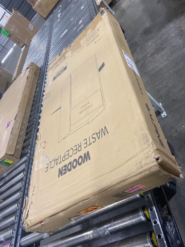 Photo 1 of Alpine Restaurant Trash Can Cabinet - Commercial Trash Can 40 Gallon, Garbage Receptacle Indoor with Tray Holder for Restaurants, Cafeterias (Espresso Black)