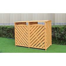 Photo 1 of Hanover Wooden Trash and Recyclables Bin Storage Shed with Dual Front Doors and Hinged Top Lids, 4.9 Ft. x 3 Ft. x 4 Ft.