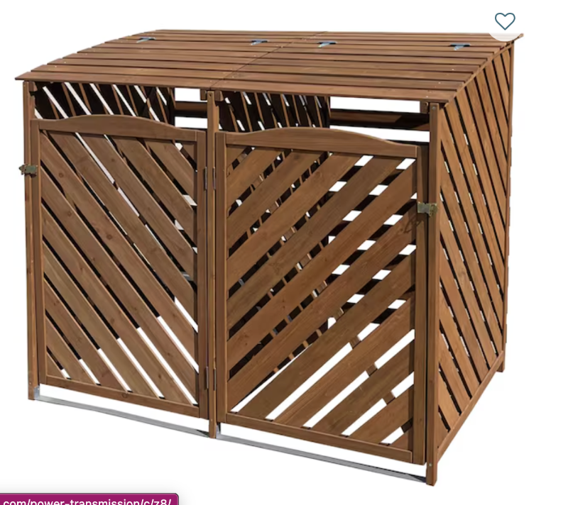 Photo 1 of Hanover Wooden Trash and Recyclables Bin Storage Shed with Dual Front Doors and Hinged Top Lids, 4.9 Ft. x 3 Ft. x 4 Ft. Brown