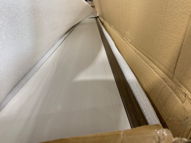 Photo 1 of LARWORKS WPC Slat Wall Panels 8 Pack 96" x 8.2", Waterproof Fluted Wall Paneling, Accent 3D Wall Panel for Wall Decor, Bathroom, Bedroom, Office - Widen Low Grille Walnut (Cover Approx.44 sq.ft)