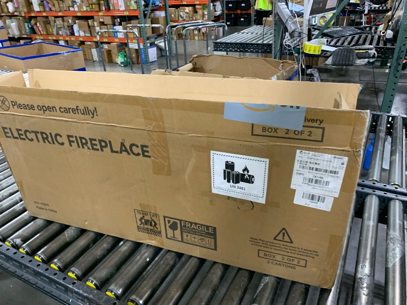 Photo 1 of oneinmil Floating TV Stand with 36" Electric Fireplace, Wall Mounted Fireplace Entertainment Center with Storage, 70" TV Console with Fireplace, Floating TV Cabinet, Black+White
