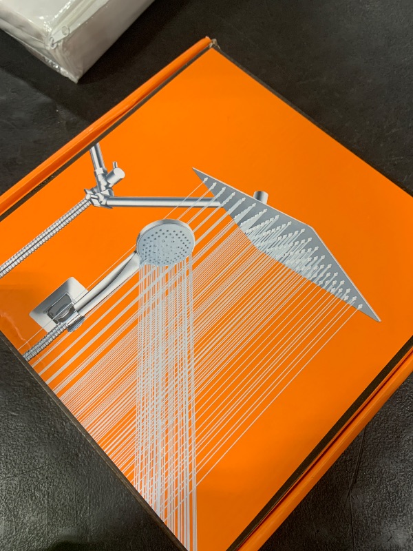 Photo 1 of 10 inch Rain Shower Head with Handheld Spray Stainless Steel, High Pressure Square Rainfall Showerhead Combo with 6 Handheld Sprayer, Detachable Shower Heads Waterfall Shower for Bathtub