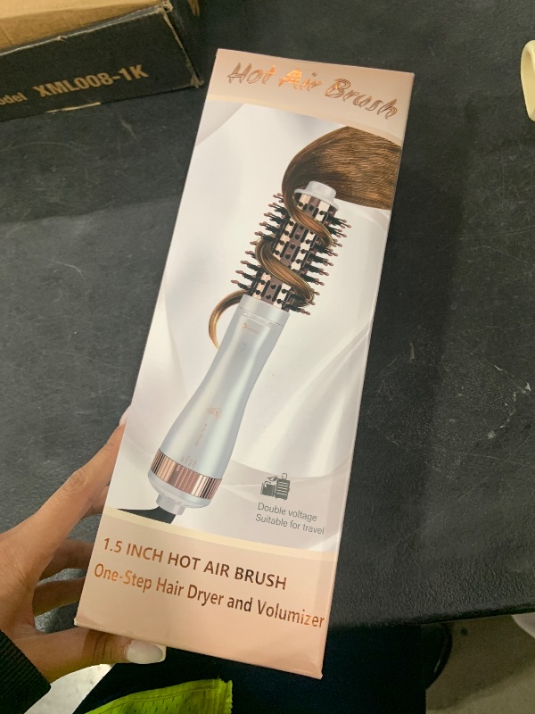 Photo 1 of 1.5 Inch Barrel (2.8’’ Plus Bristles) Dual Voltage(110~250V) Round Brush Blow Dryer, Hair Dryer Brush with European Plug Adapter, 4-in-1 Negative Ionic One Step Volumizer Dryer