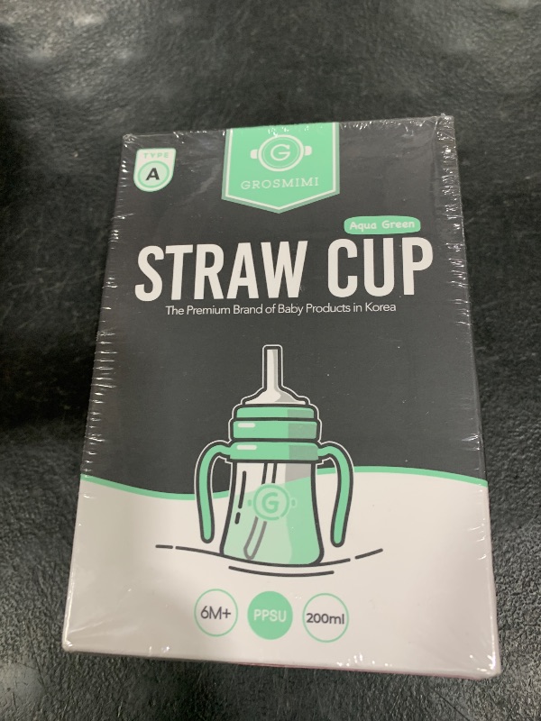 Photo 1 of GROSMIMI Spill Proof no Spill Magic Sippy Cup with Straw with Handle for Baby and Toddlers, Customizable, PPSU, BPA Free 6 oz (Aqua Green)