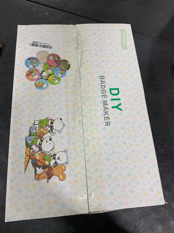 Photo 1 of Happizza Button Maker Machine Multiple Sizes, Pin Maker Machine 1+2.25 inch, Badge Button Press Machine with Cute Stickers and 200 Sets Button Making Supplies&Circle Cutter for Girls Women(Pink)