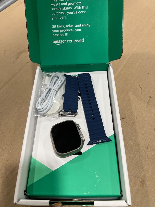 Photo 1 of Apple Watch Ultra 2 [GPS + Cellular, 49mm] - Titanium Case with Blue Ocean Band, One Size (Renewed Premium)
